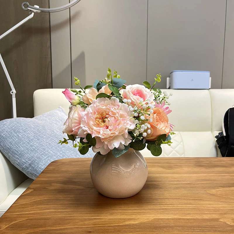 千帆羽原创仿真花艺 粉梦 客厅玄关摆设花现代简欧装修假花套装