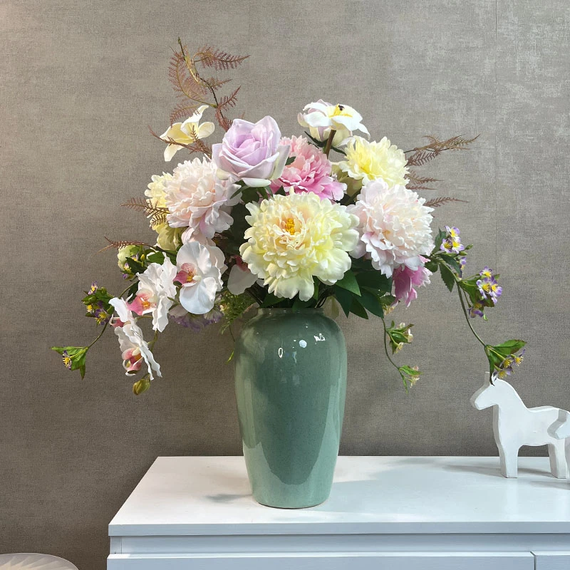 情浓款仿真花束 牡丹花玫瑰花手扎花束客厅家居摆设花电视柜假花
