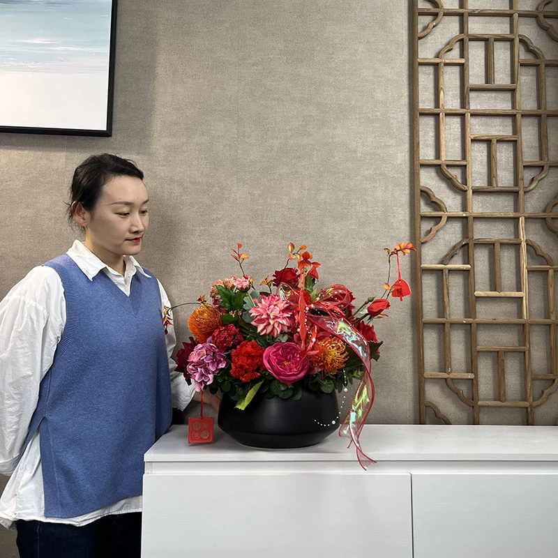 喜乐款年宵花客厅仿真花艺装饰花家居摆设高级感喜庆插花