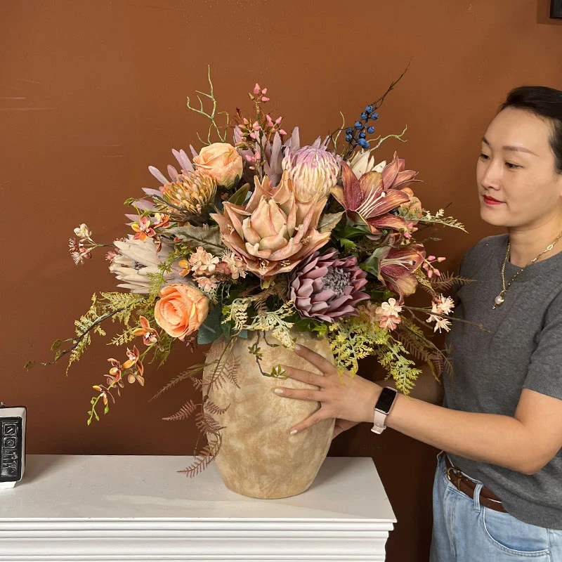 暖秋款花艺 油画复古风仿真花艺客厅摆设假花摆设花