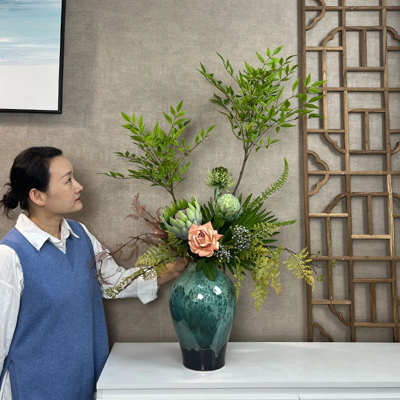 青竹款花束 仿真花绿色南天竹家居摆设花诧寂风电视柜摆设花
