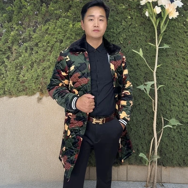 男士工作服加绒冬季加厚防寒保暖大码棉衣棉袄罩衣棉服毛领外套