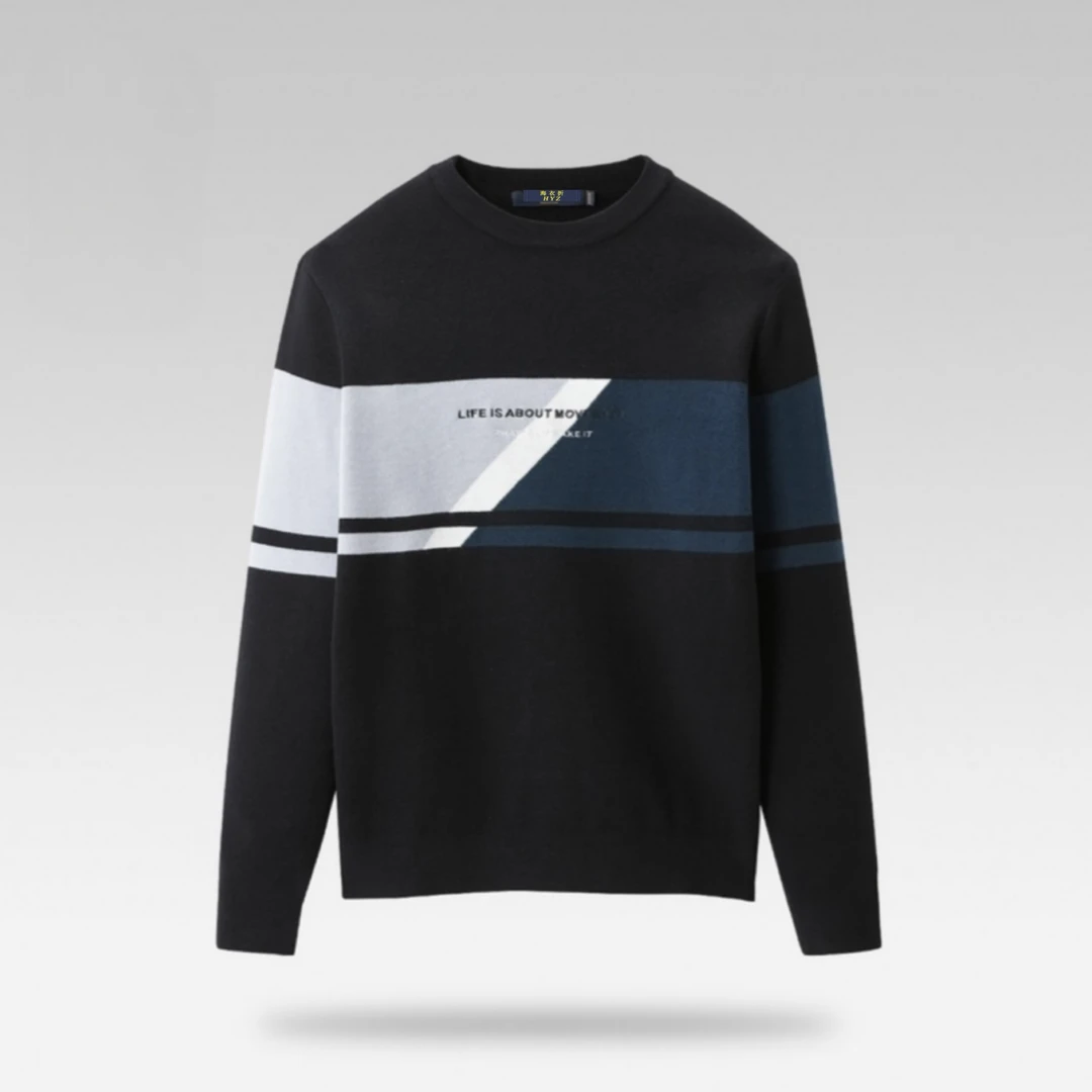 秋季男士针织撞色圆领毛衣ZC3128