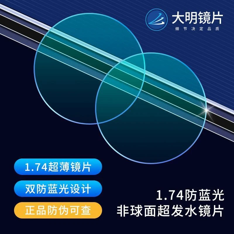 大/明174高折射率镜片超薄高清眼镜片蓝光镜防紫外线超清非球面