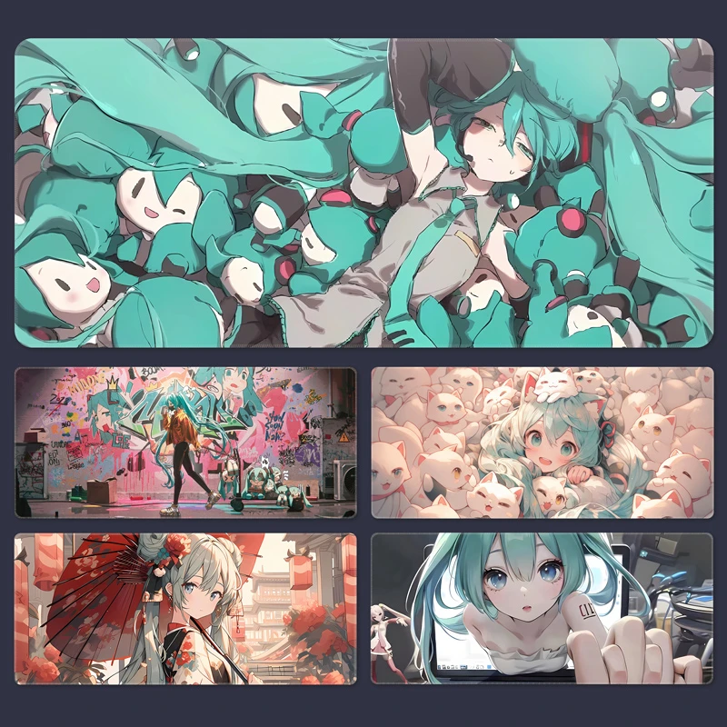 鼠标垫超大动漫电脑键盘垫初音滑鼠垫游戏男生电竞专用电脑桌垫