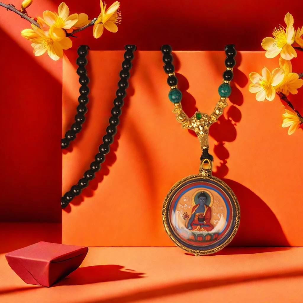 铜合金项链 传承罗盘彩色精雕项链【D6545 】7