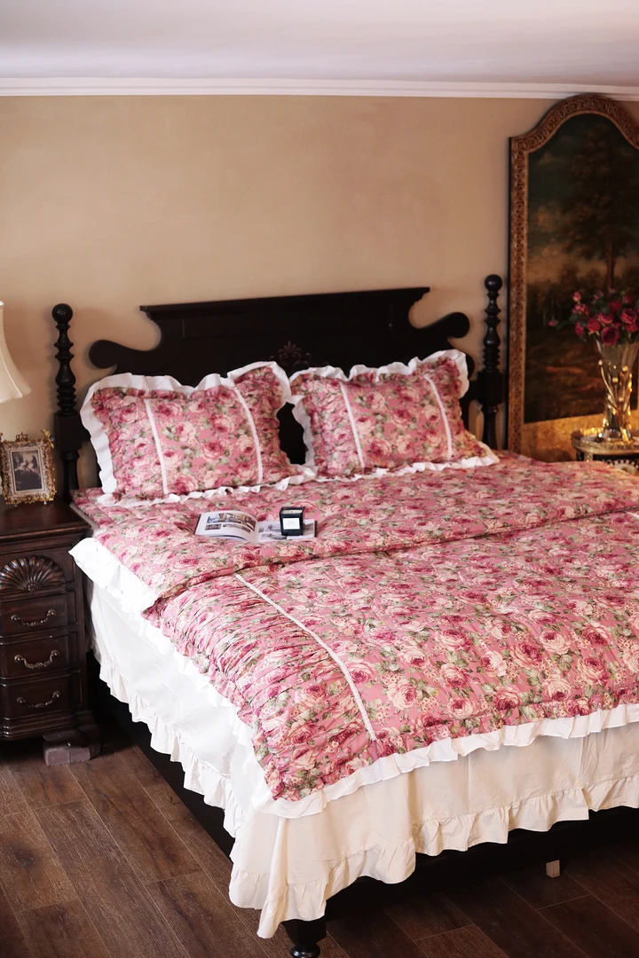 潇允饰家/进口高端床品/四件套/家居家纺韩版/夹棉/荷叶边/欧式/