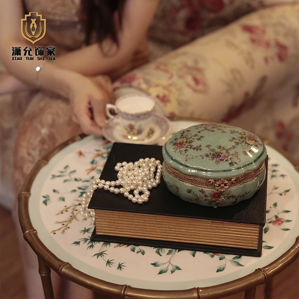 潇允饰家/迟日香系列/铜配瓷/首饰收纳盒/梳妆台衣帽间桌面摆件