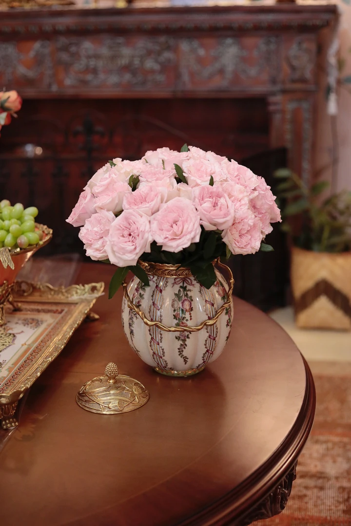 潇允饰家/提壶摆件/花瓶/手工手绘/铜配瓷/客厅餐厅桌面摆件