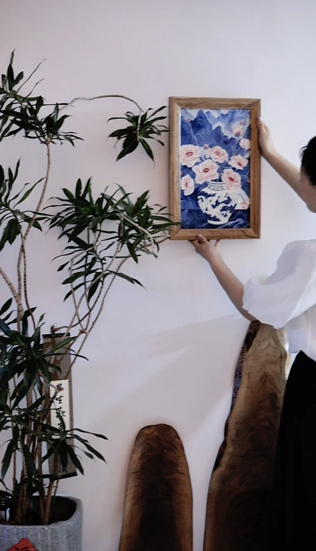 潇允饰家/可爱好物创意福利/手工木质瓷板画大号托盘/收纳盘/茶盘