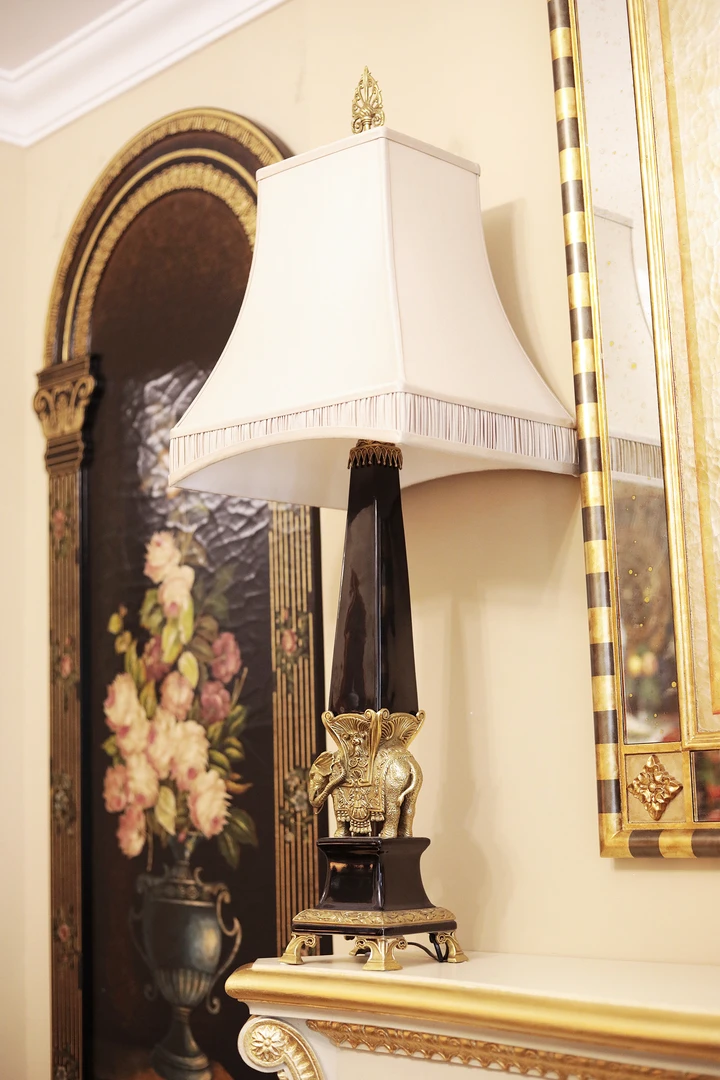 潇允饰家/翠微铜配瓷大号台灯/美式/客厅卧室玄关纯手工装饰摆件