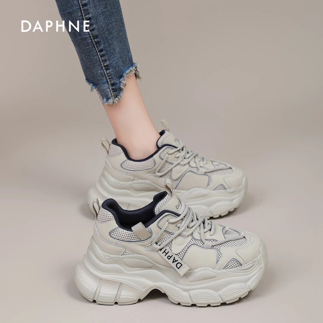 达芙妮炸街厚底老爹鞋女2025新款潮流透气网面时尚百搭运动休闲鞋