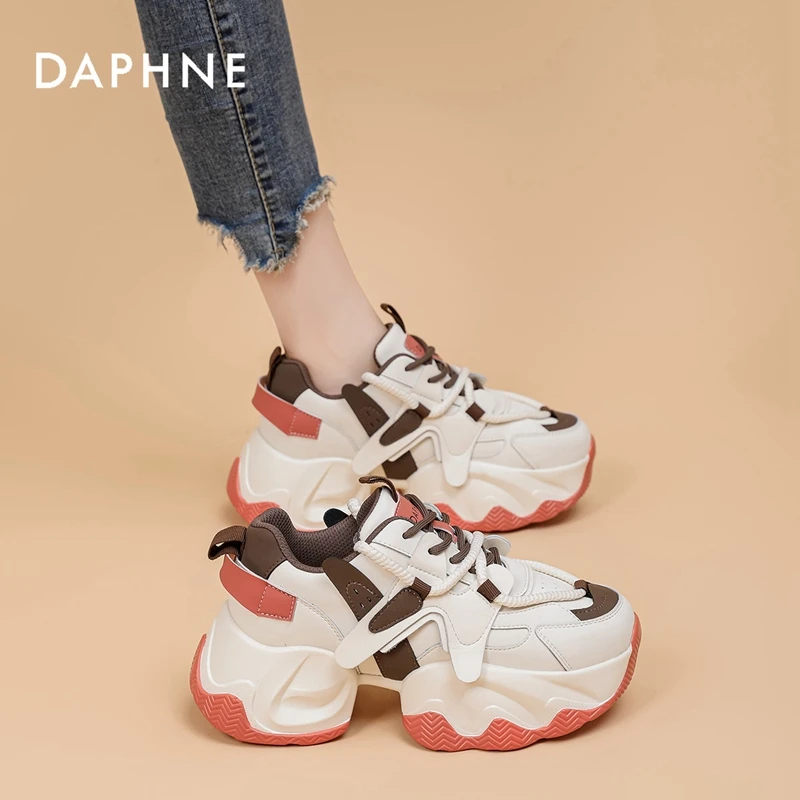 达芙妮老爹鞋女ins潮流2025新款真皮时尚百搭厚底休闲运动鞋