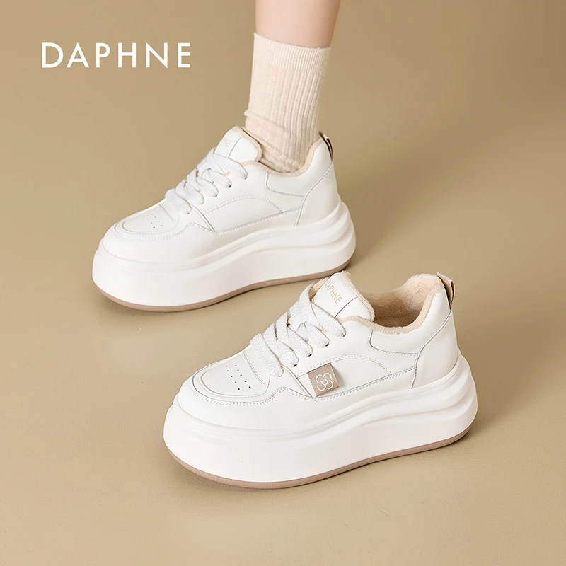 Daphne/达芙妮2025新款加绒潮流运动时尚休闲百搭厚底ins小白鞋 q