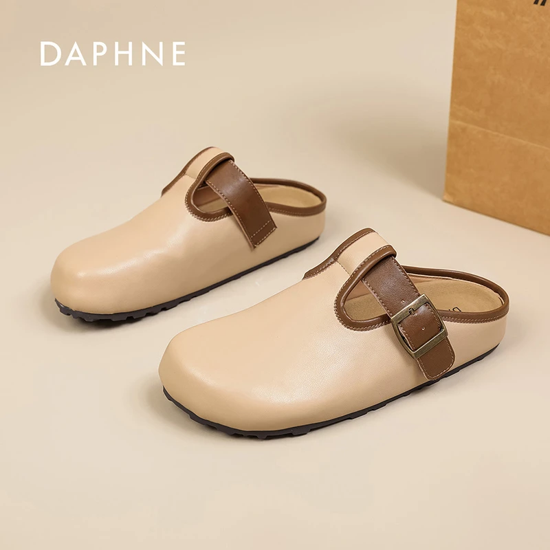 达芙妮包头半拖鞋女2025新款夏季百搭网红时尚外穿软底休闲女鞋YZ