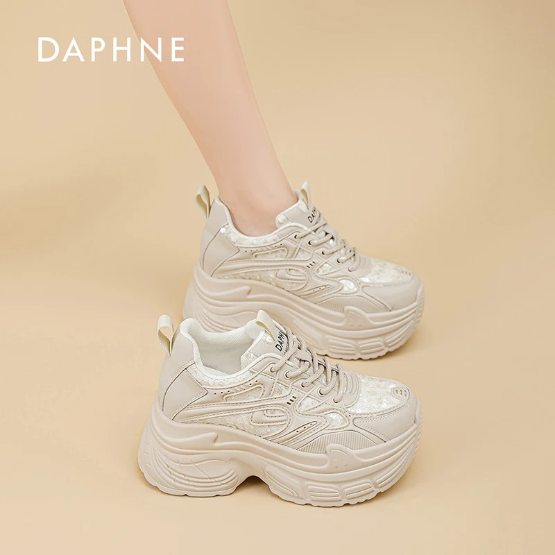 达芙妮厚底老爹鞋女2025新款潮流透气网面时尚百搭运动休闲鞋
