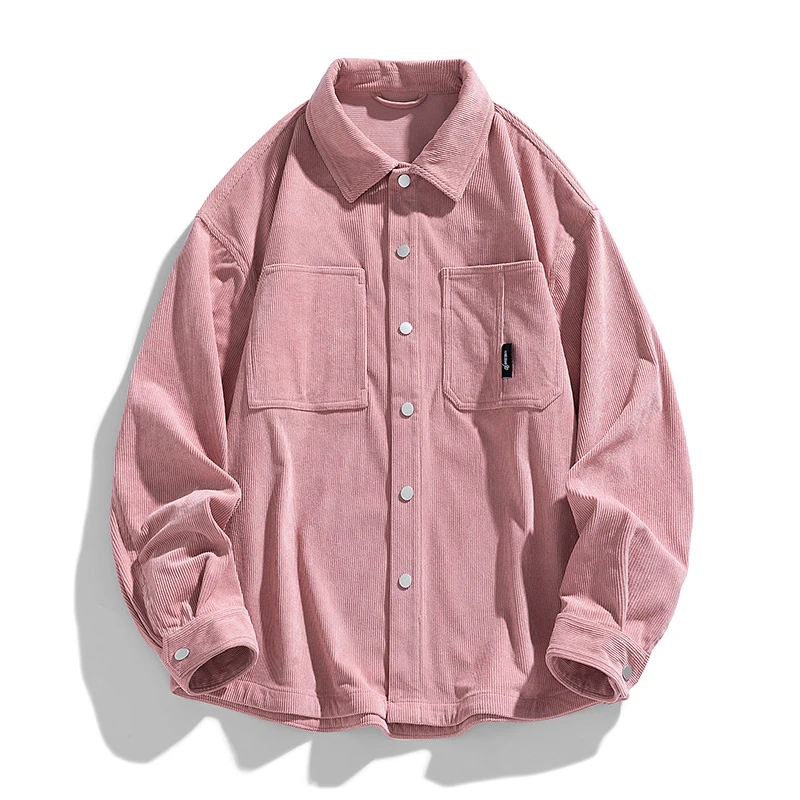 秋季灯芯绒衬衫男潮流宽松情侣款休闲百搭翻领长袖衬衣NS05 6606