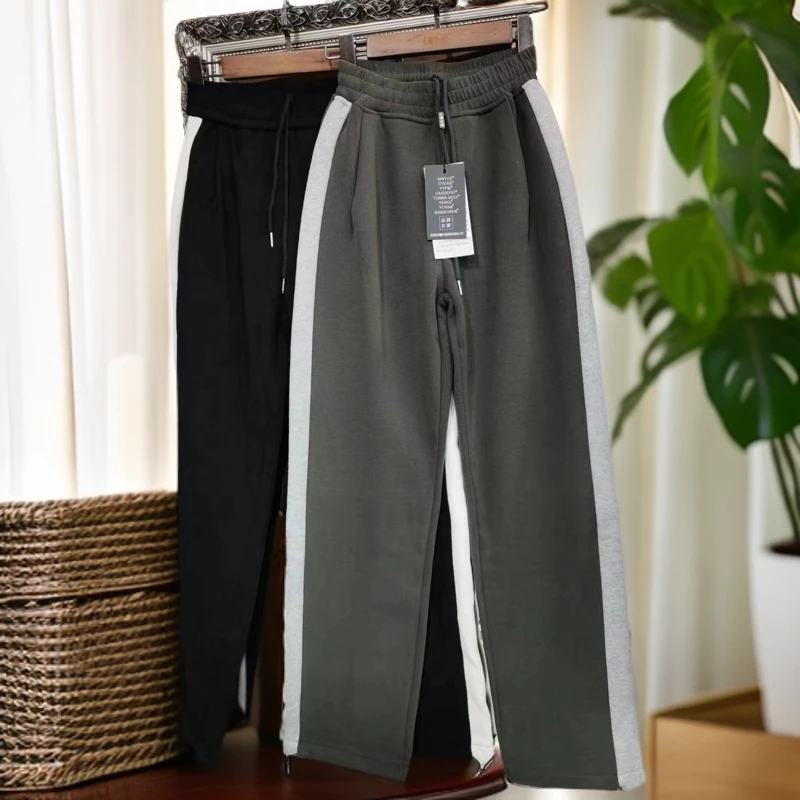高腰阔腿宽松垂感韩版时尚休闲运动裤卫裤加绒保暖