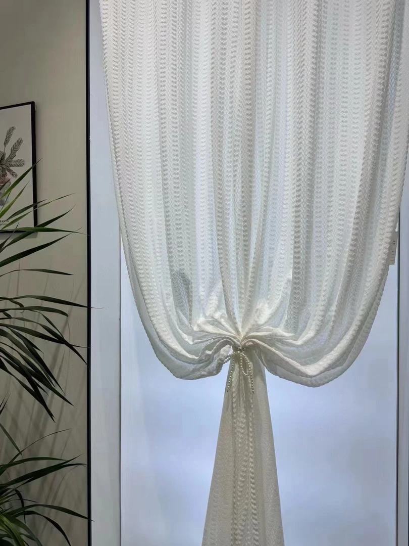 豆芽纱帘轻柔软糯白纱窗纱帘透光不透人纱帘窗帘纱