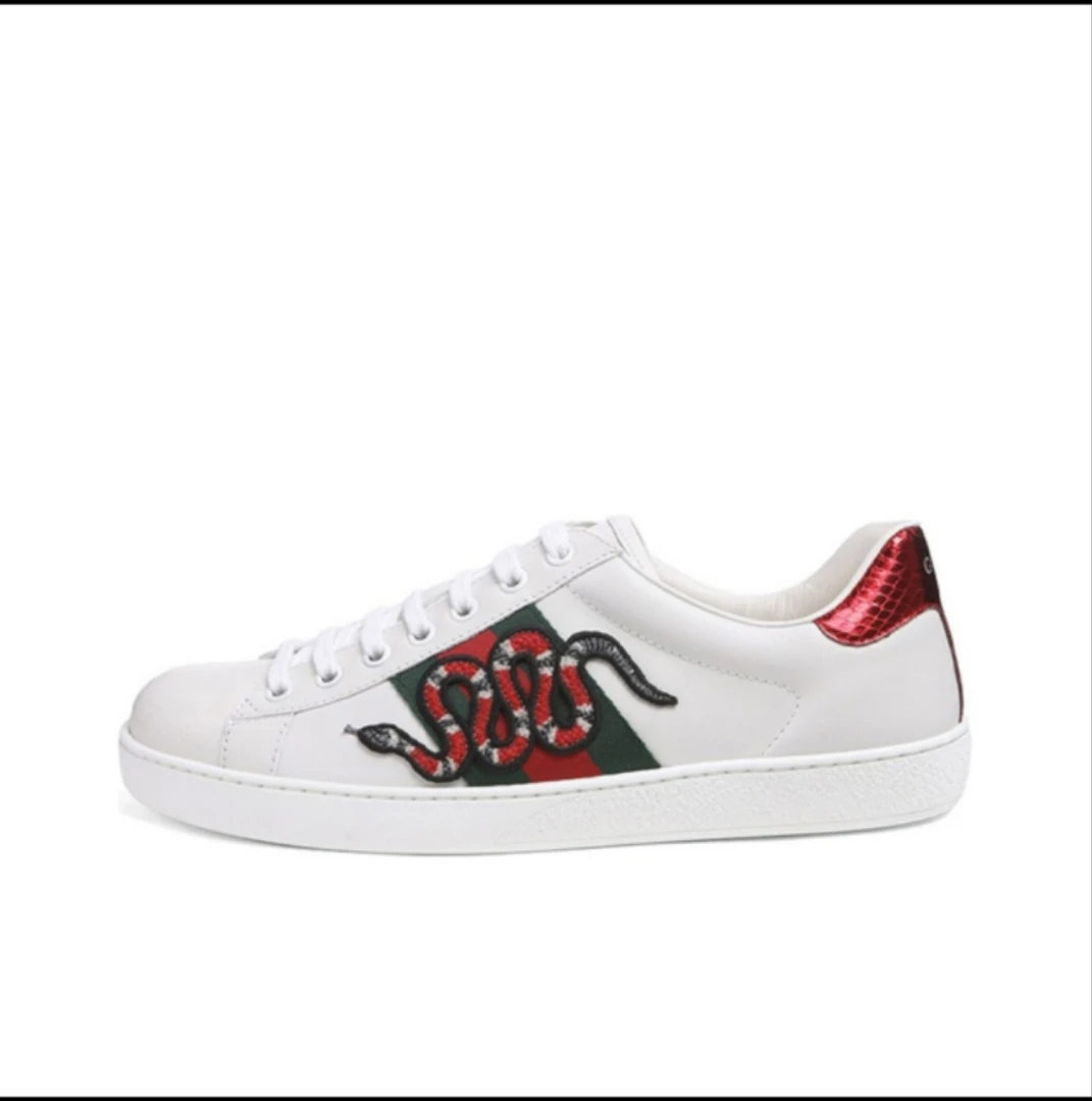 全新未使用 GUCCI/古驰 古驰红蛇ace小白鞋低帮系带