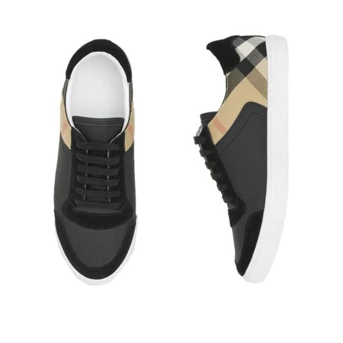 全新未使用 BURBERRY/博柏利 巴宝莉 黑色经典板鞋系带低帮百搭