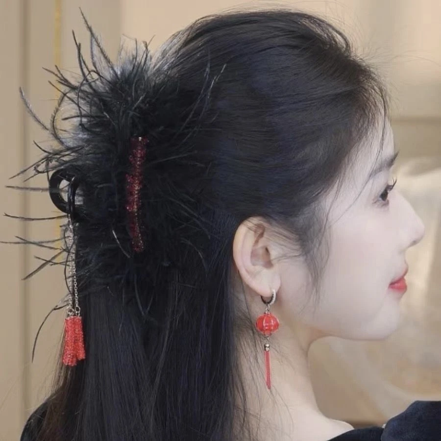 【鞭炮抓夹】新年红色麦穗发夹拜年气质优雅时尚抓夹喜庆发饰L131