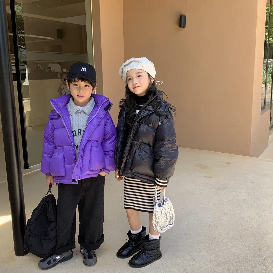 2024新款儿童连帽韩版防寒服男女童宝宝加厚冬季保暖面包服外套潮