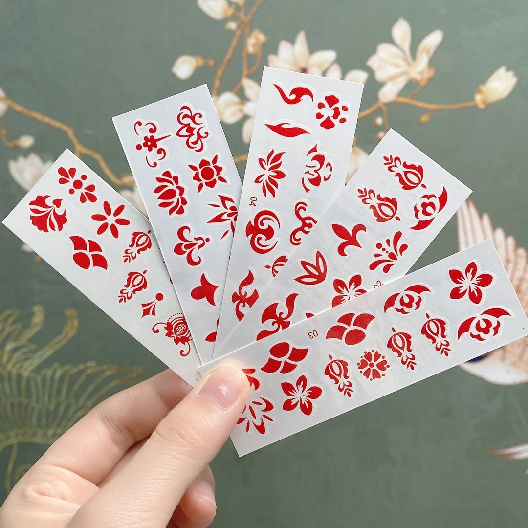 古装额头儿童眉心贴耐久花钿新娘印花汉服古风宝宝纹身贴演出贴纸