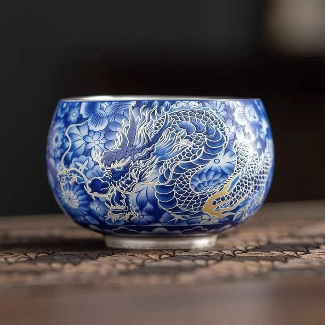 银杯【满花龙纹】禅定@@@61