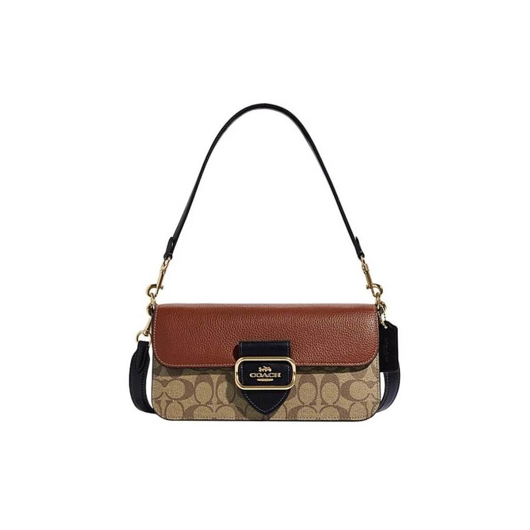 COACH/蔻驰南瓜色拼卡其老花morgan腋下斜挎包CE560（26.5*14cm）