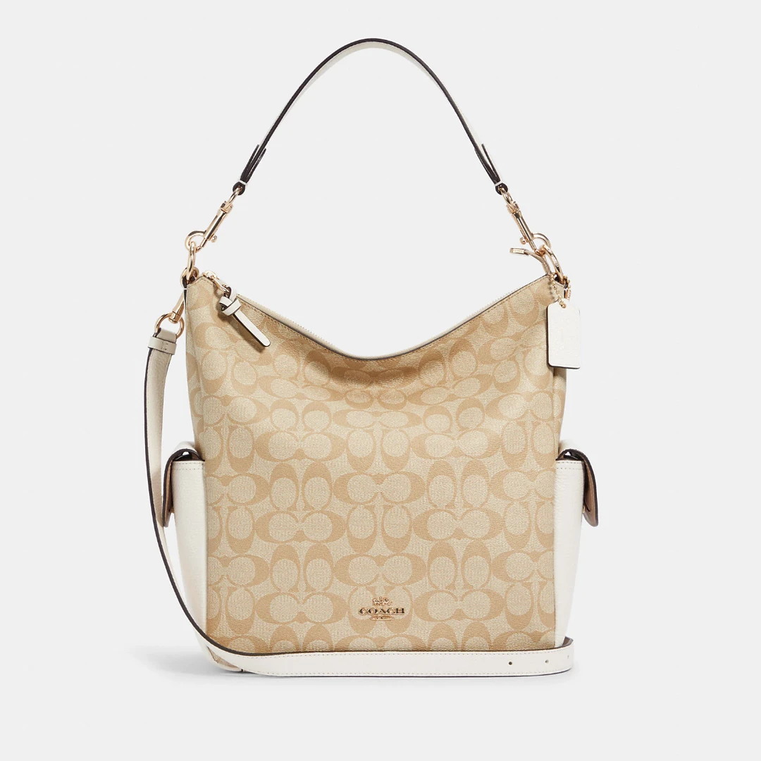 COACH/蔻驰白拼奶茶老花pennie腋下斜挎包 C1523（30*27*13cm）