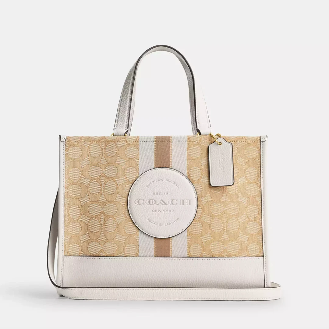 COACH/蔻驰奶茶老花dempsey托特包大号C8448(30*24*12CM)