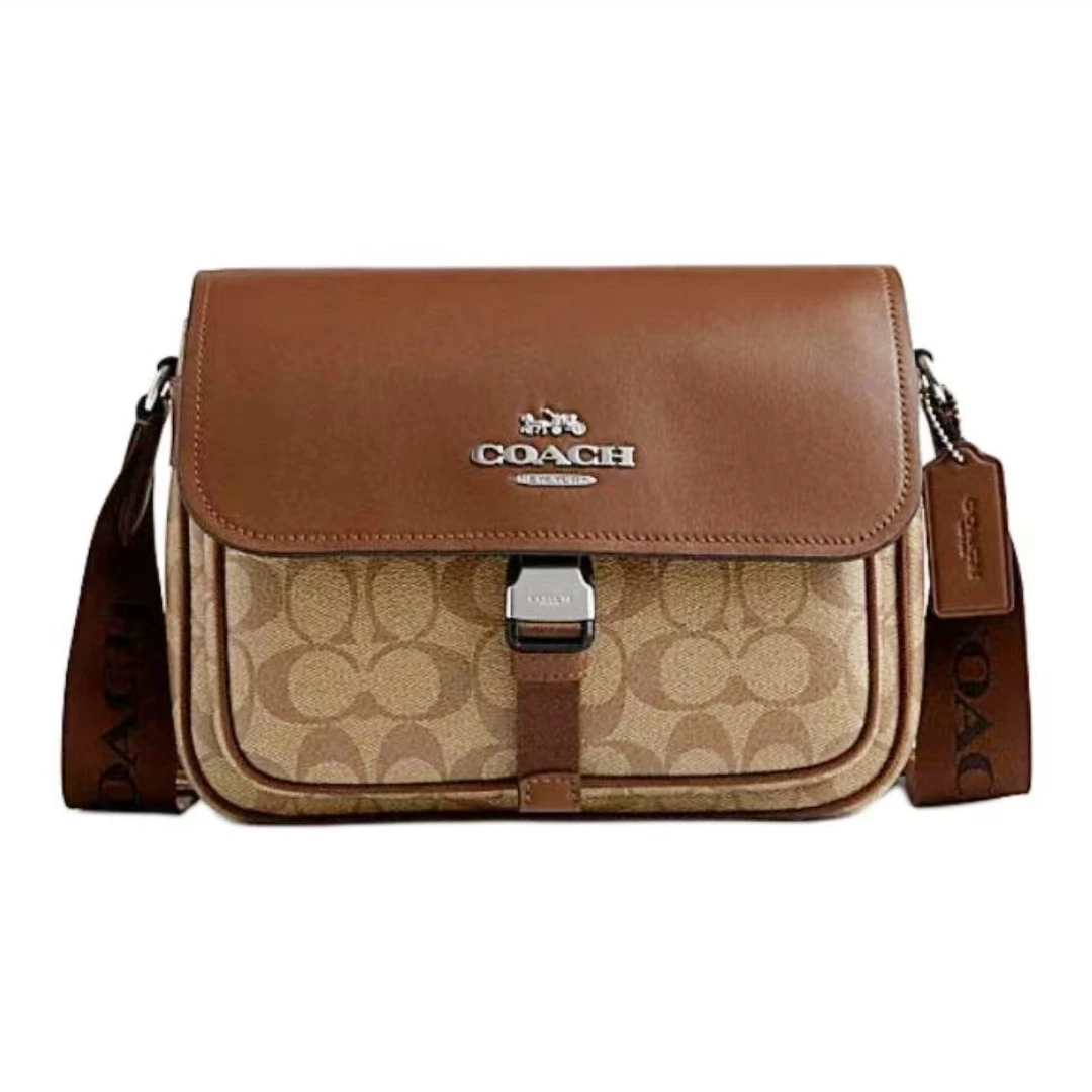 Coach/蔻驰焦糖卡其老花Pace翻盖邮差包斜挎包CR131（24*7*19cm）