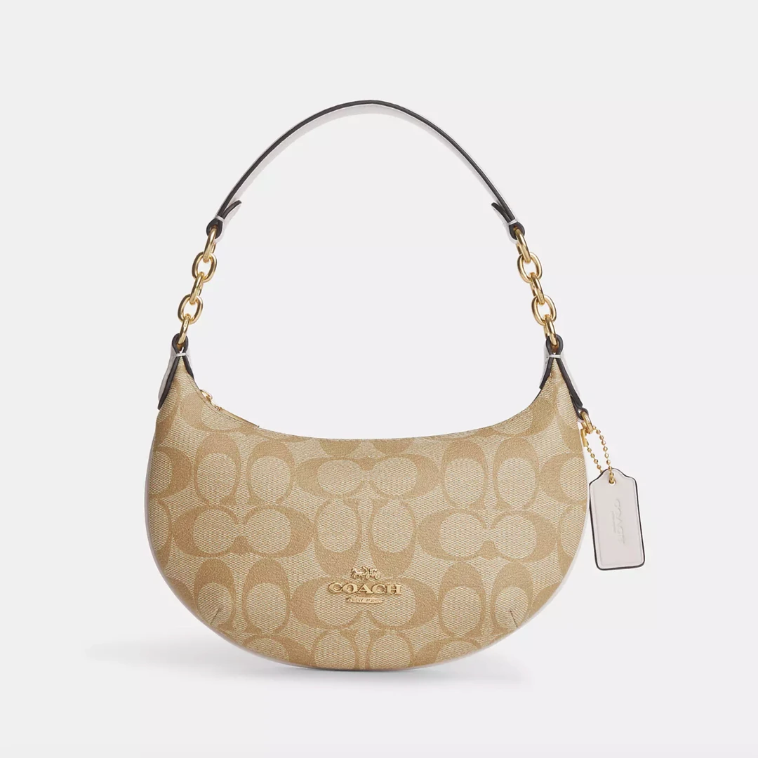 COACH/蔻驰经典白拼奶茶老花手拎腋下包CM273(20*12CM)