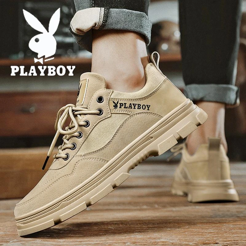 花花公子男鞋2025新款工作休闲运动鞋子板鞋冬季透气休闲高帮板鞋