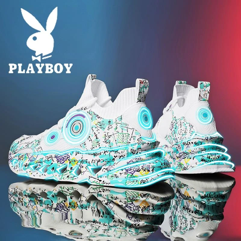 花花公子运动鞋男款2025冬季保暖百搭网面鞋青少年休闲潮流老爹鞋