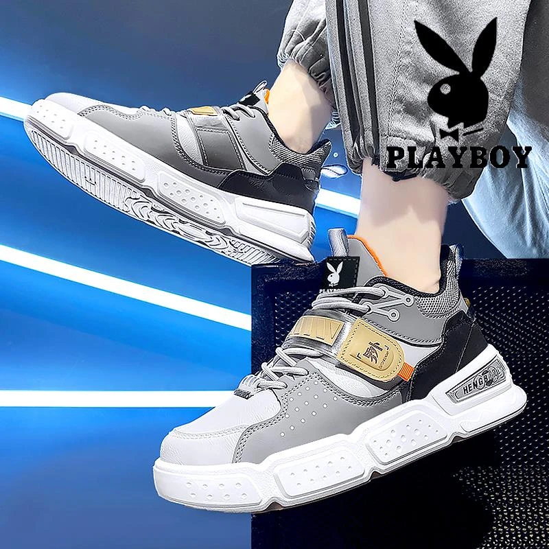 花花公子男鞋秋季款潮牌青少年百搭厚底休闲板鞋爆款男款厚底德训
