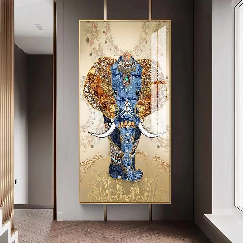 升级版-玄关画-【吉祥如意】晶瓷画晶瓷镶钻画玄关画过道画装饰画