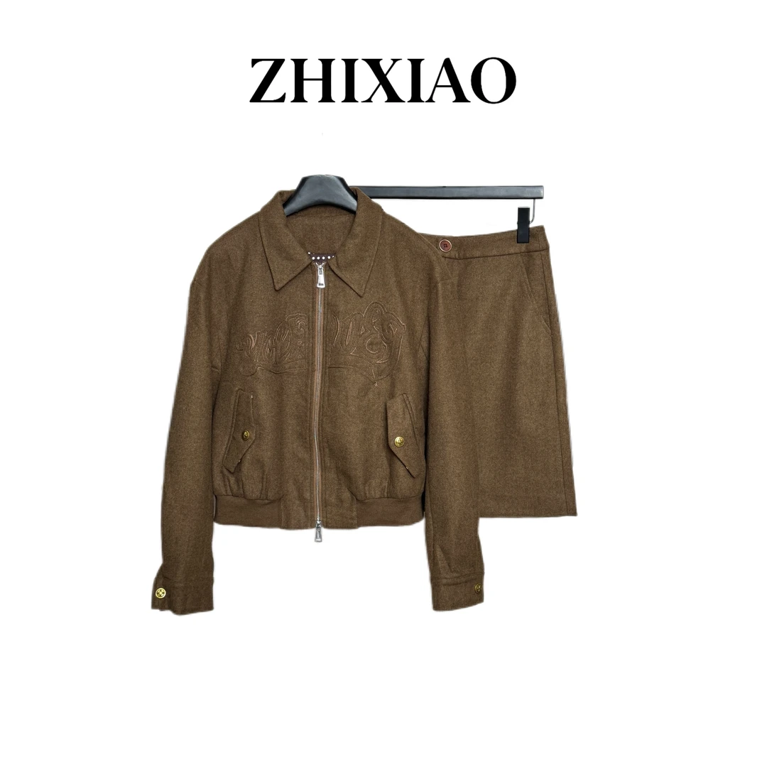 【ZHIXIAO】秋冬新款：金扣短裙套装1602