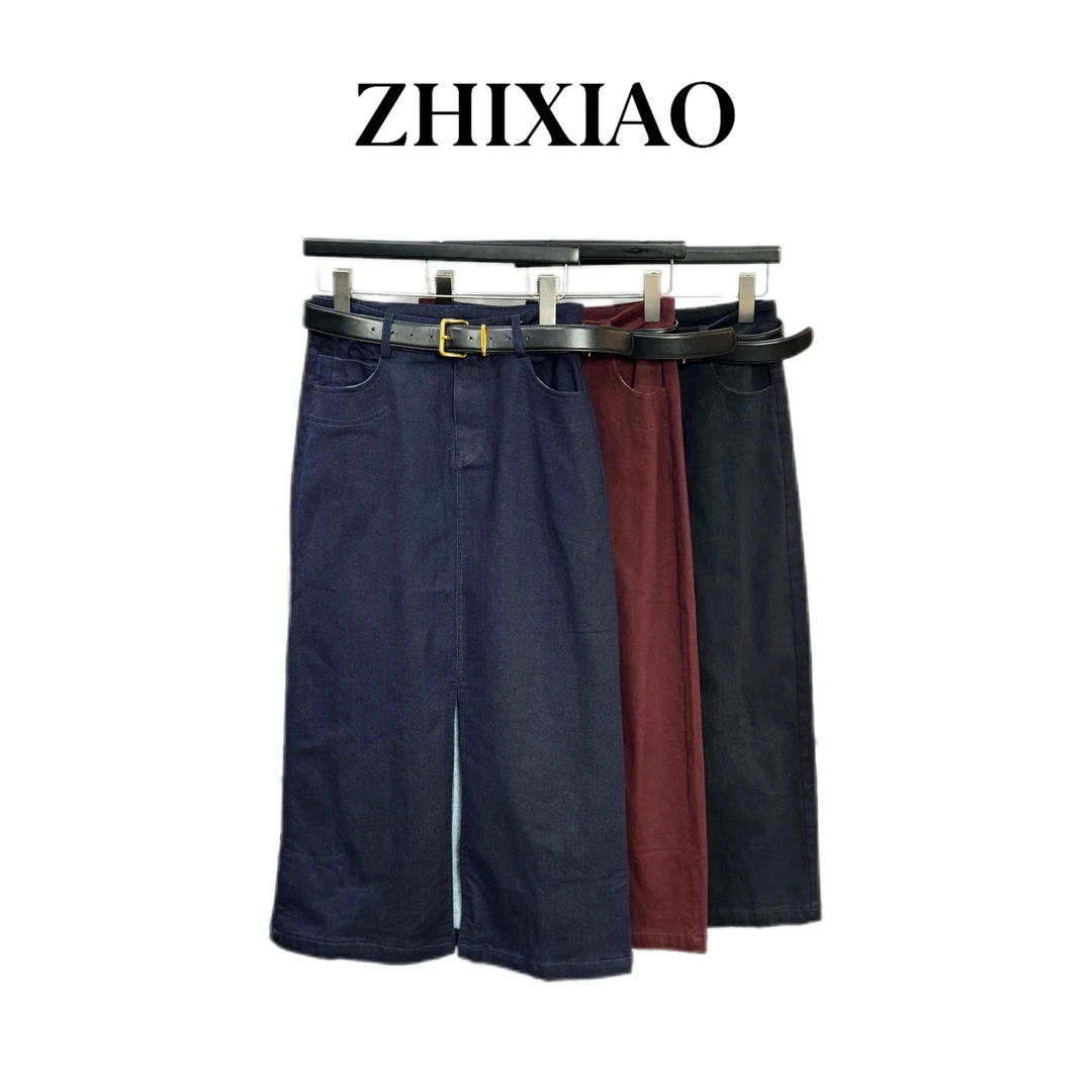 【ZHIXIAO】秋冬新款：极简牛仔半裙2513