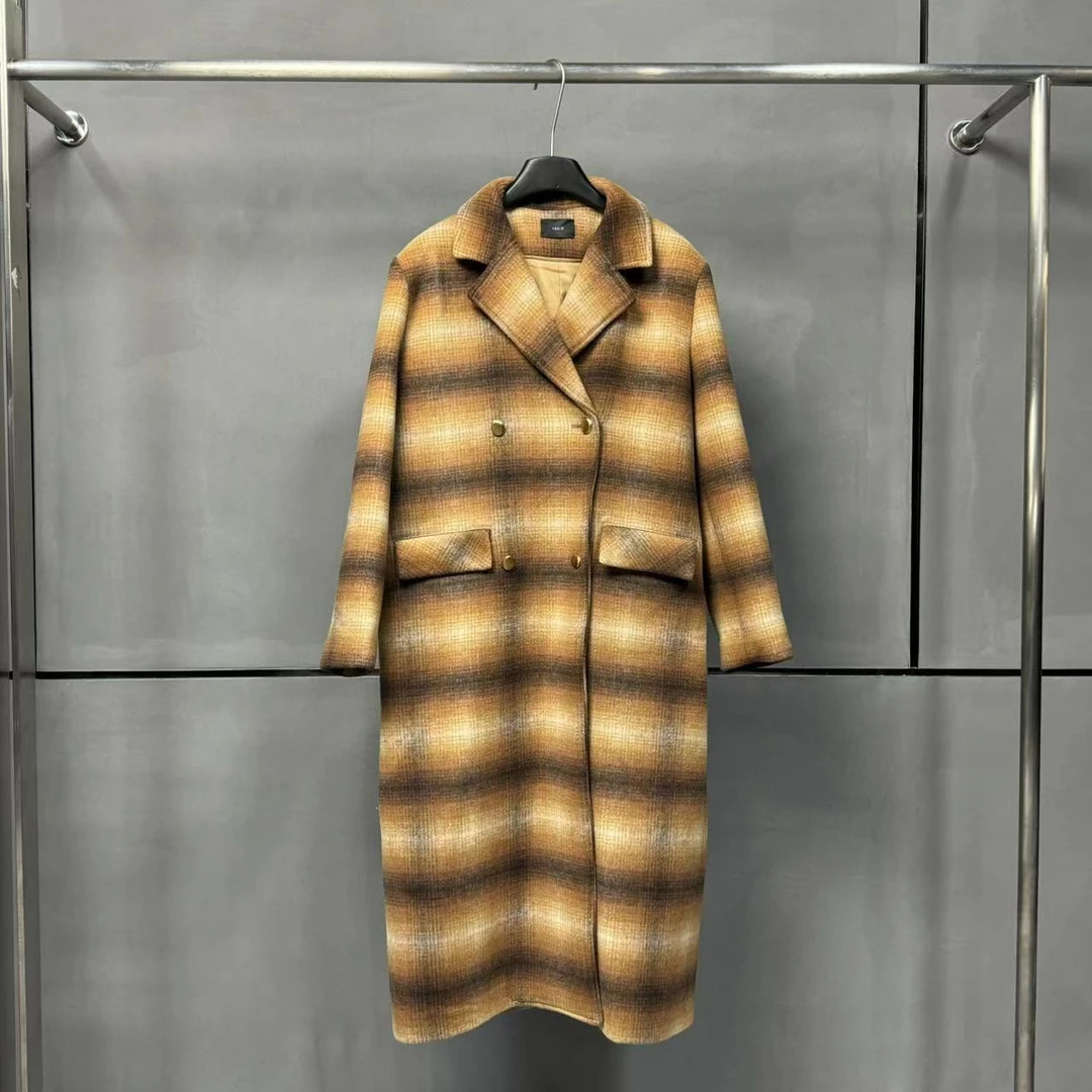 【ZHIXIAO】秋冬新款：经典格纹毛呢大衣34039