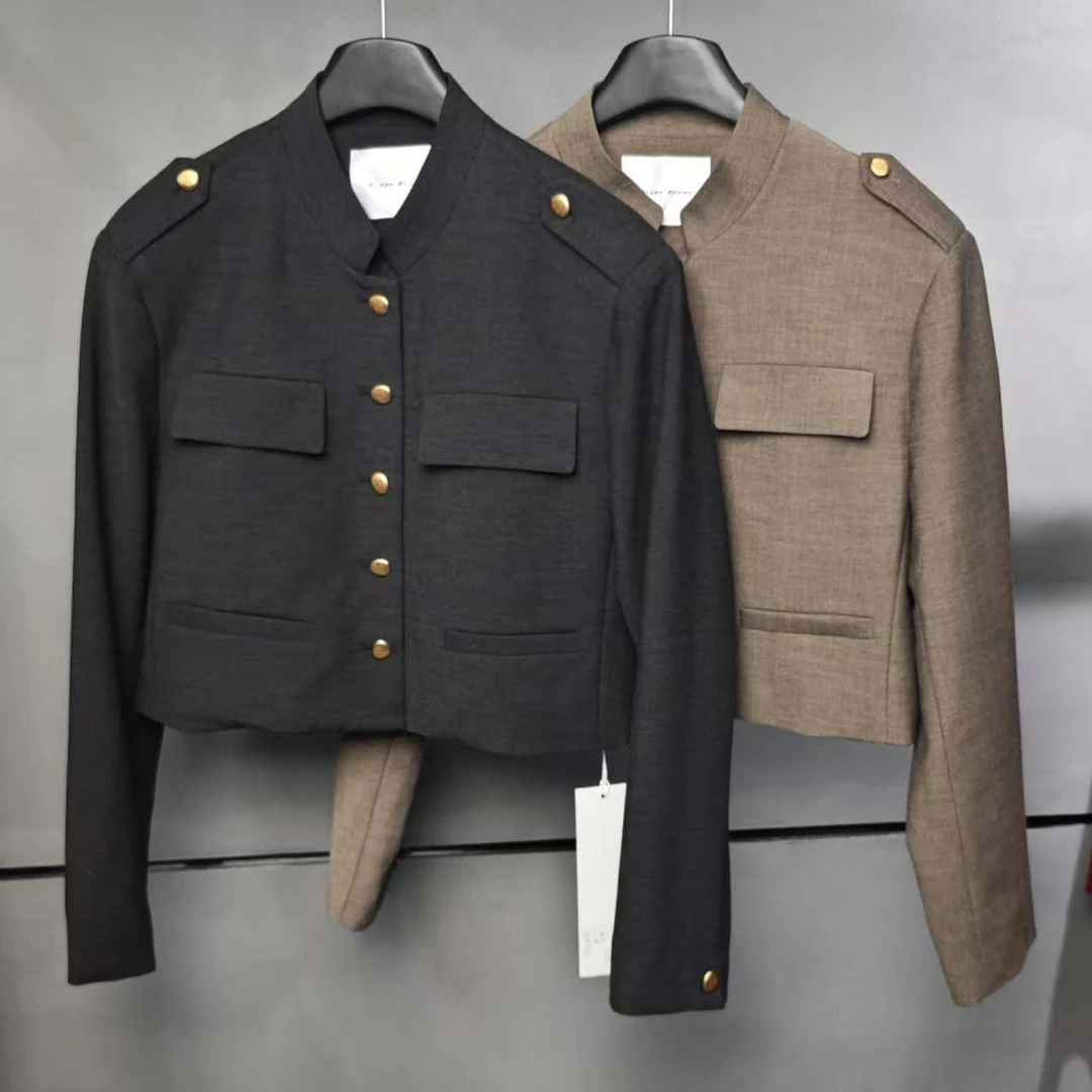 【ZHIXIAO】秋冬新款：金扣立领休闲外套10029