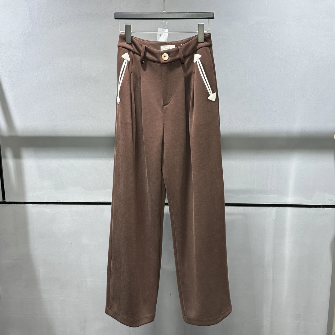 【ZHIXIAO】秋冬新款：口袋拼皮休闲裤34011