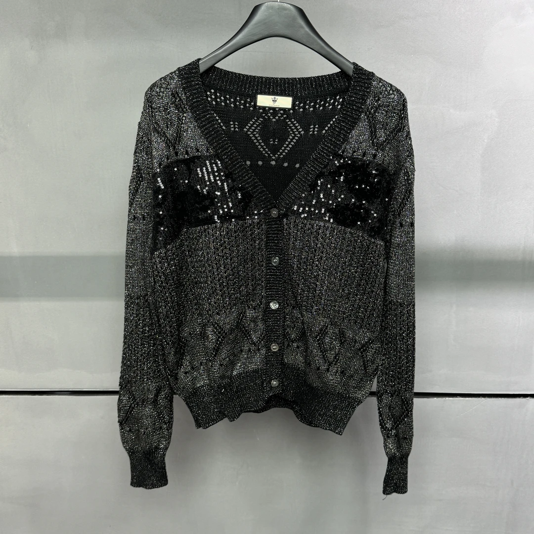 【ZHIXIAO】秋冬新款：亮闪针织毛衣开衫852980