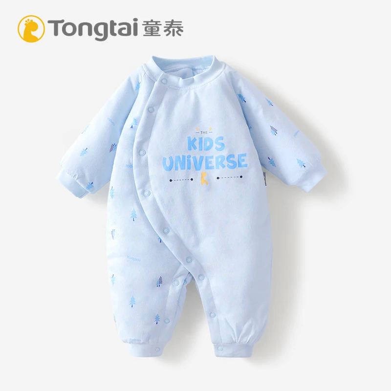 Tongtai/童泰婴儿偏开加厚保暖连体衣纯棉男女宝宝秋冬外出衣服