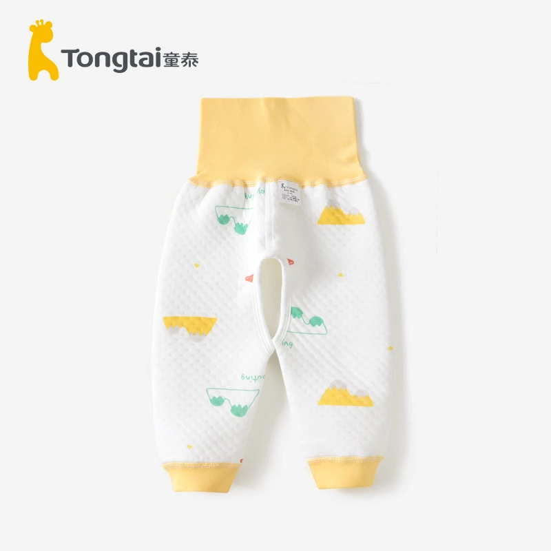 Tongtai/童泰婴儿三层夹棉高腰开裆裤纯棉宝宝秋冬加厚保暖长裤