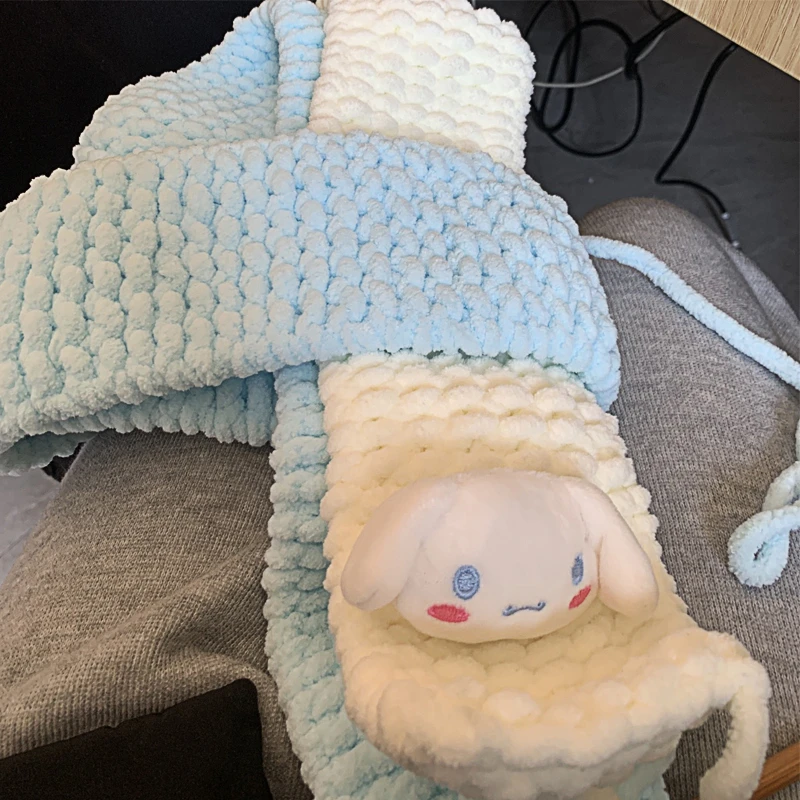 双色玉桂狗小海狸冰条毛线DIY手工卡通围巾情侣编织女生闺蜜礼物
