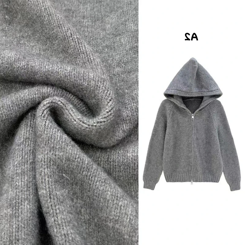 AA气质毛衣连帽外套女【海港恋人】冬季百搭拉链开衫针织上衣