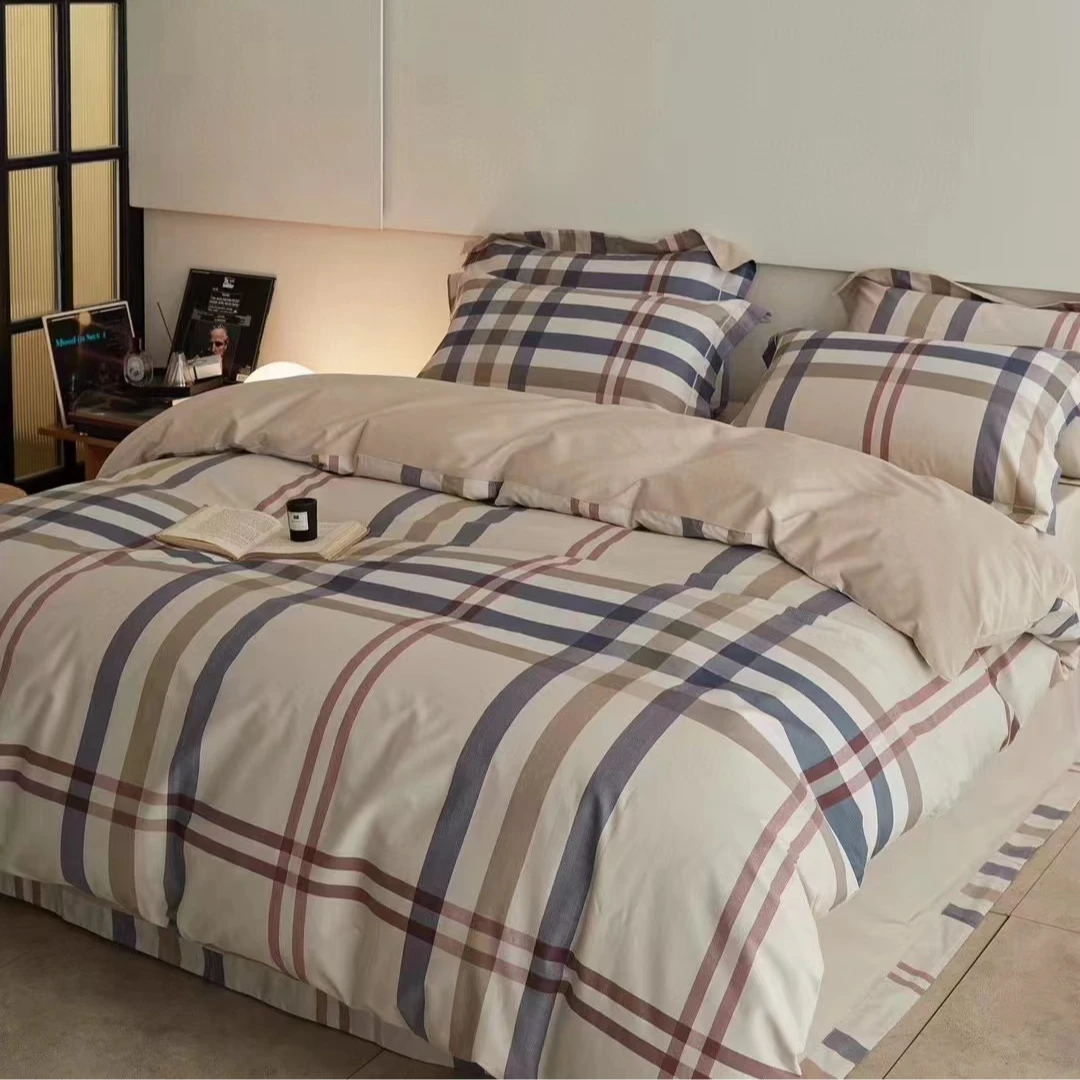 2025新款铂金全棉斜纹四件套 轻奢亲肤纯棉简约印花小清新4件套