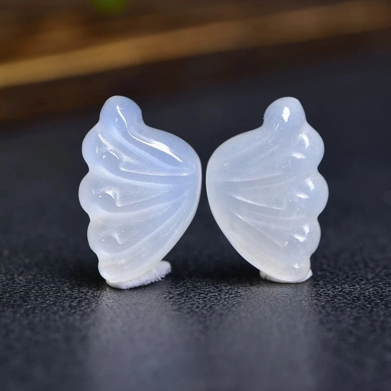 天然白月光雕刻蝴蝶翅膀通孔散珠手链项链串珠DIY手工配饰情侣